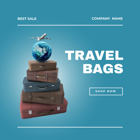 Template di design Travel Bags Offer on Blue Animated Post