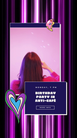 Soap Bubbles And Birthday Party In Anti Cafe Offer Instagram Video Story Modelo de Design