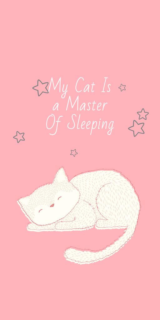 Cute Cat Sleeping in Pink Graphic Design Template