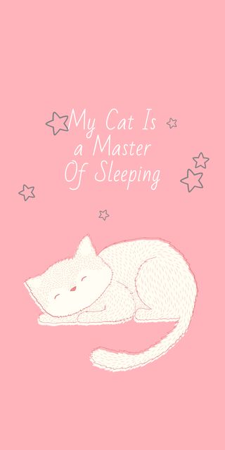 Cute Cat Sleeping in Pink Graphic – шаблон для дизайна