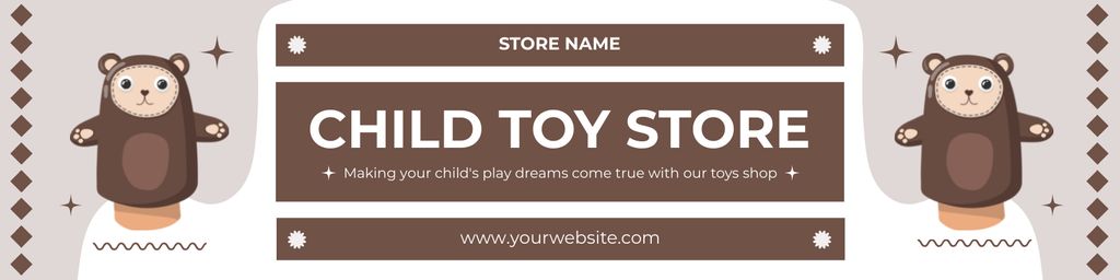 Child Toys Shop Promo on Brown Twitterデザインテンプレート