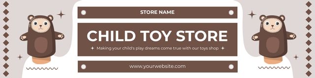 Ontwerpsjabloon van Twitter van Child Toys Shop Promo on Brown