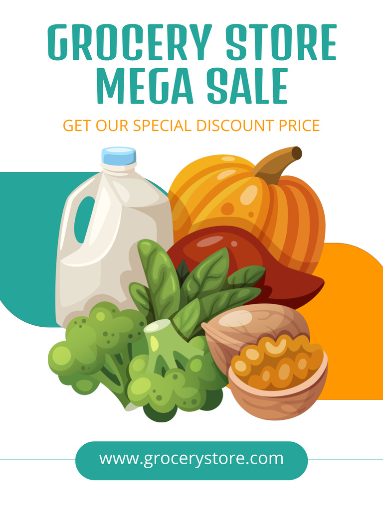Grocery Store Promotion with Fresh Vegetables Poster US Design Template