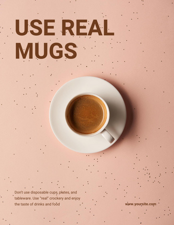 Conceito de ecologia com xícara de café de cerâmica Poster 8.5x11in Modelo de Design