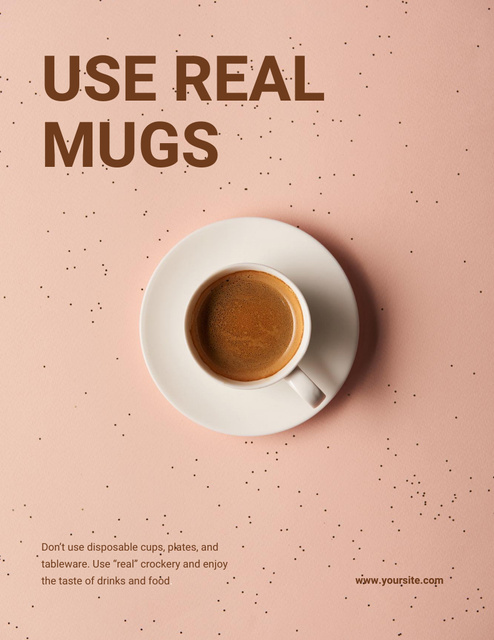 Ecology Concept with Ceramic Coffee Cup Poster 8.5x11in Šablona návrhu