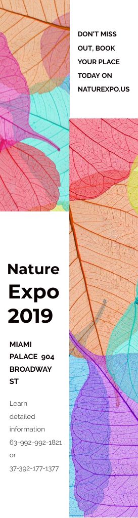 Plantilla de diseño de Nature Expo Announcement Colorful Leaves Texture Skyscraper 