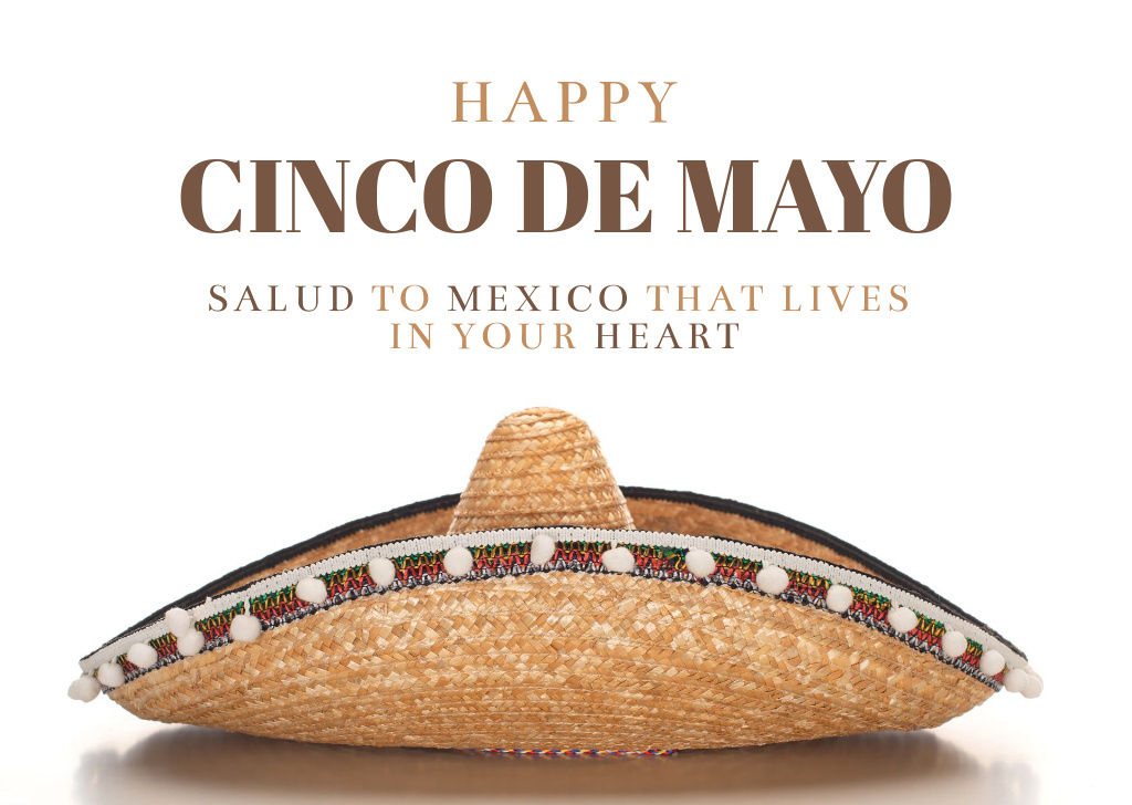Ontwerpsjabloon van Card van Cinco De Mayo Celebration with Sombrero