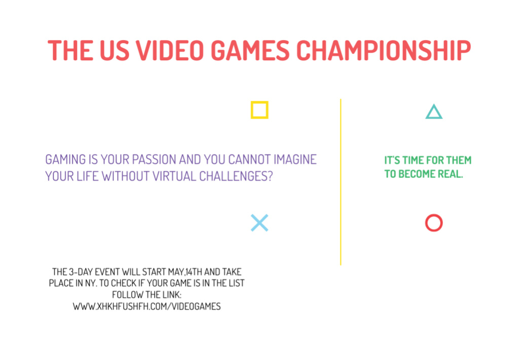 Platilla de diseño Video Games Championship announcement Postcard 4x6in