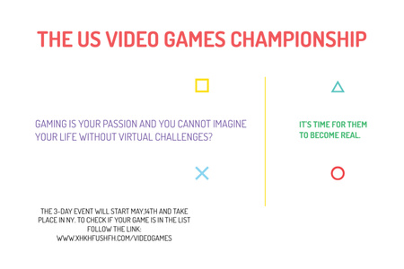 Video Oyunları Şampiyonası duyurusu Postcard 4x6in Tasarım Şablonu