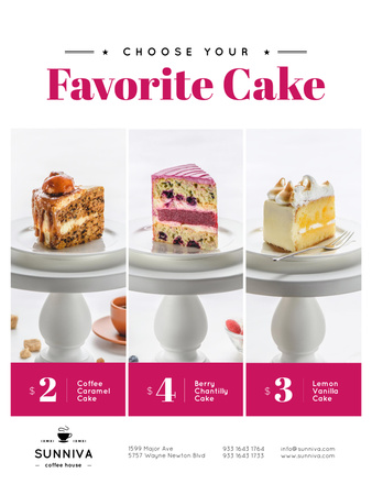 Bakery Ad with Assortment of Sweet Cakes Poster US Tasarım Şablonu