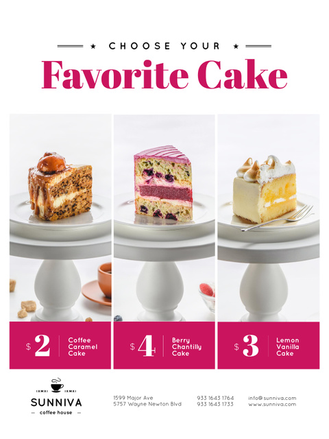 Bakery Ad with Assortment of Cakes Poster US tervezősablon