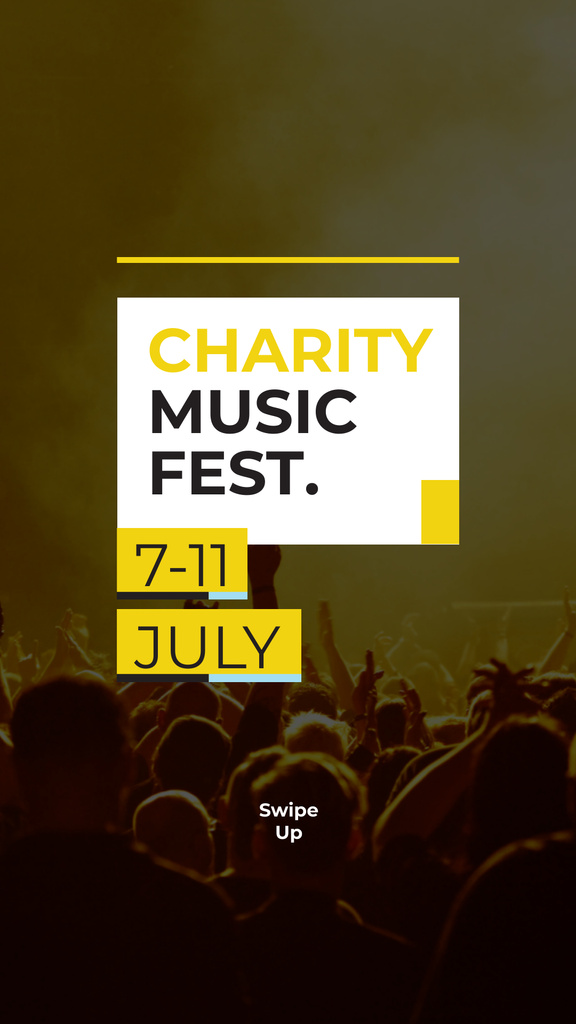 Charity Music Fest Announcement with Cheerful Crowd Instagram Story Šablona návrhu