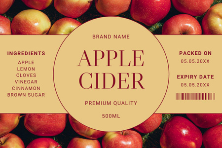 Modèle de visuel Cidre de pomme original avec description des ingrédients - Label