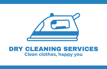 Dry Cleaning Services Ad with Iron Business Card 85x55mm Design Template