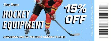 Clearance & Discount Voucher Hockey Equipment In Blue Coupon Design Template