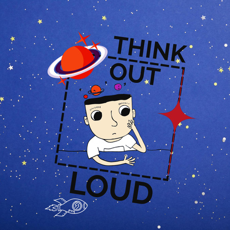 Designvorlage Inspirational Phrase with Boy in Starry Sky für Animated Post