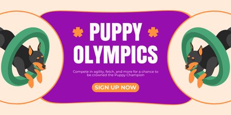 Plantilla de diseño de Anuncio de las Olimpiadas Competitivas de Cachorros Twitter 