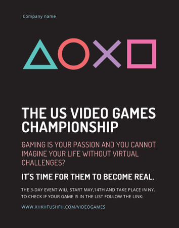 Video Games Championship announcement Poster 22x28in Design Template