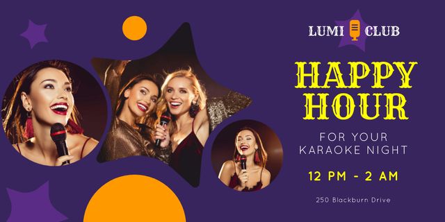 Happy Hour Offer Women singing Image Tasarım Şablonu