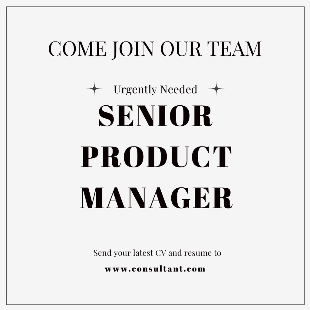 Vacancy of Senior Product Manager Instagram Tasarım Şablonu