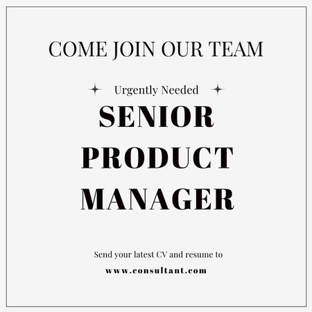 Κενή θέση Senior Product Manager Instagram Πρότυπο σχεδίασης