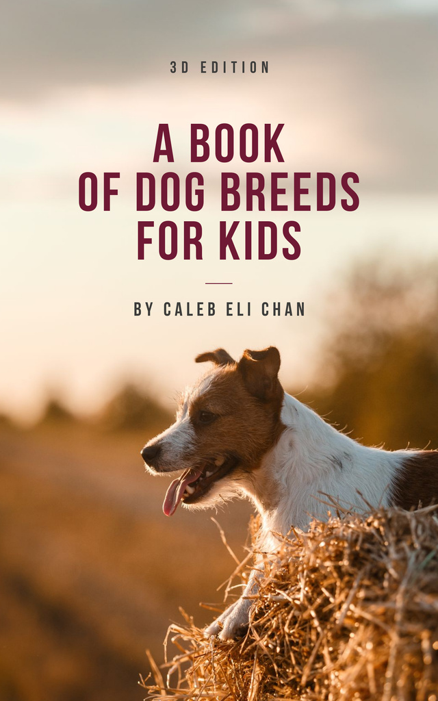 Ontwerpsjabloon van Book Cover van Dog Breeds Guide Funny Puppy Outdoors