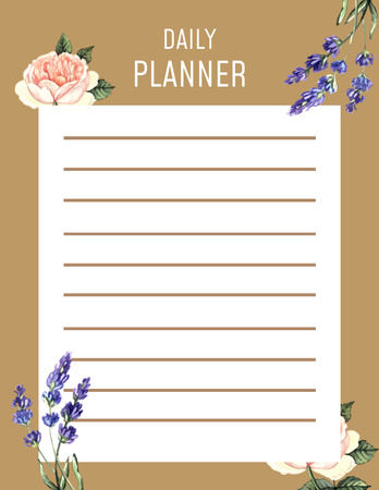 Daily Checklist with Green Leaves on Brown Notepad 8.5x11in Design Template
