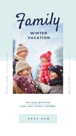 Parents with kids having fun in winter Instagram Story Design Template