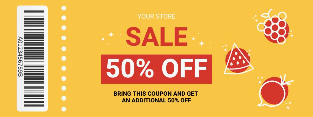 Template di design Food Supermarket Sale Offer With Illustration Coupon