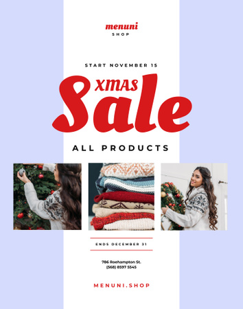 Xmas Sale with Couple with Presents Poster 22x28in Design Template