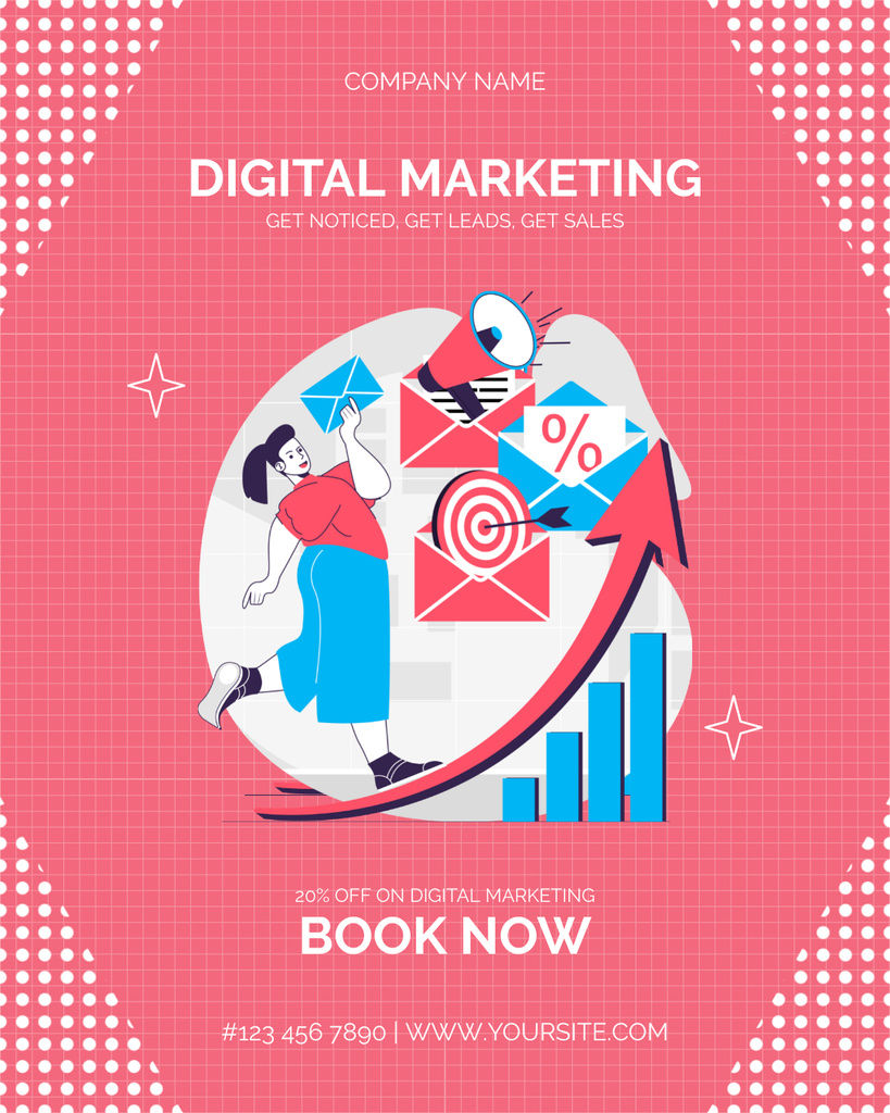 Offer to Book Digital Marketing Agency Services Instagram Post Vertical Tasarım Şablonu