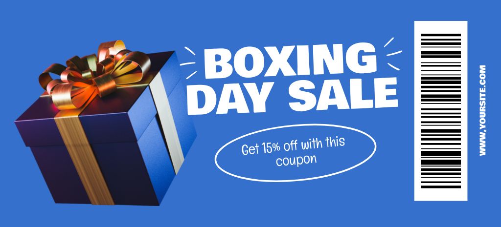 Announcement of Boxing Day Special Discount Offer Coupon 3.75x8.25in Design Template