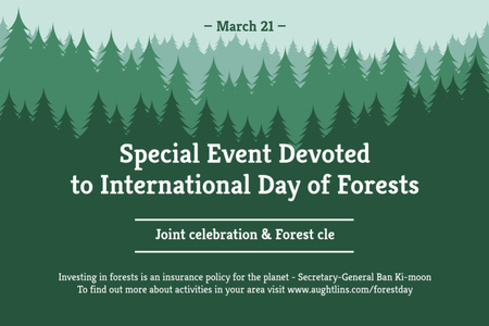 International Day of Forests Event Announcement in Green Postcard 4x6in Design Template