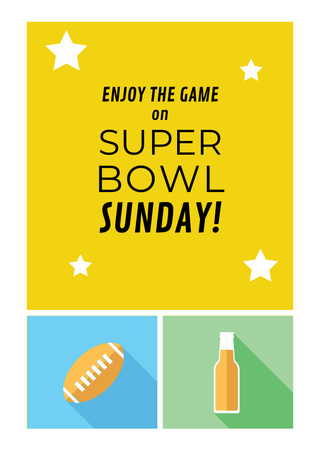 Super Bowl Announcement In Yellow Postcard A6 Vertical Design Template