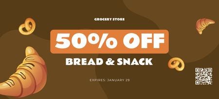 Grocery Store Ad with Bakery Products Coupon 3.75x8.25in Design Template