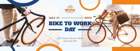 Man riding bicycle in city on Bike to Work Day Facebook cover Design Template