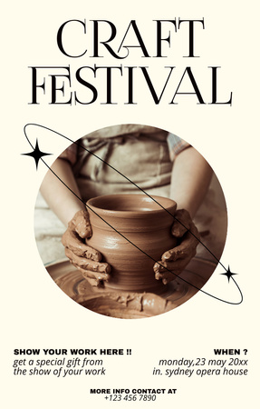 Plantilla de diseño de Craft Festival With Pottery In Yellow Invitation 4.6x7.2in 