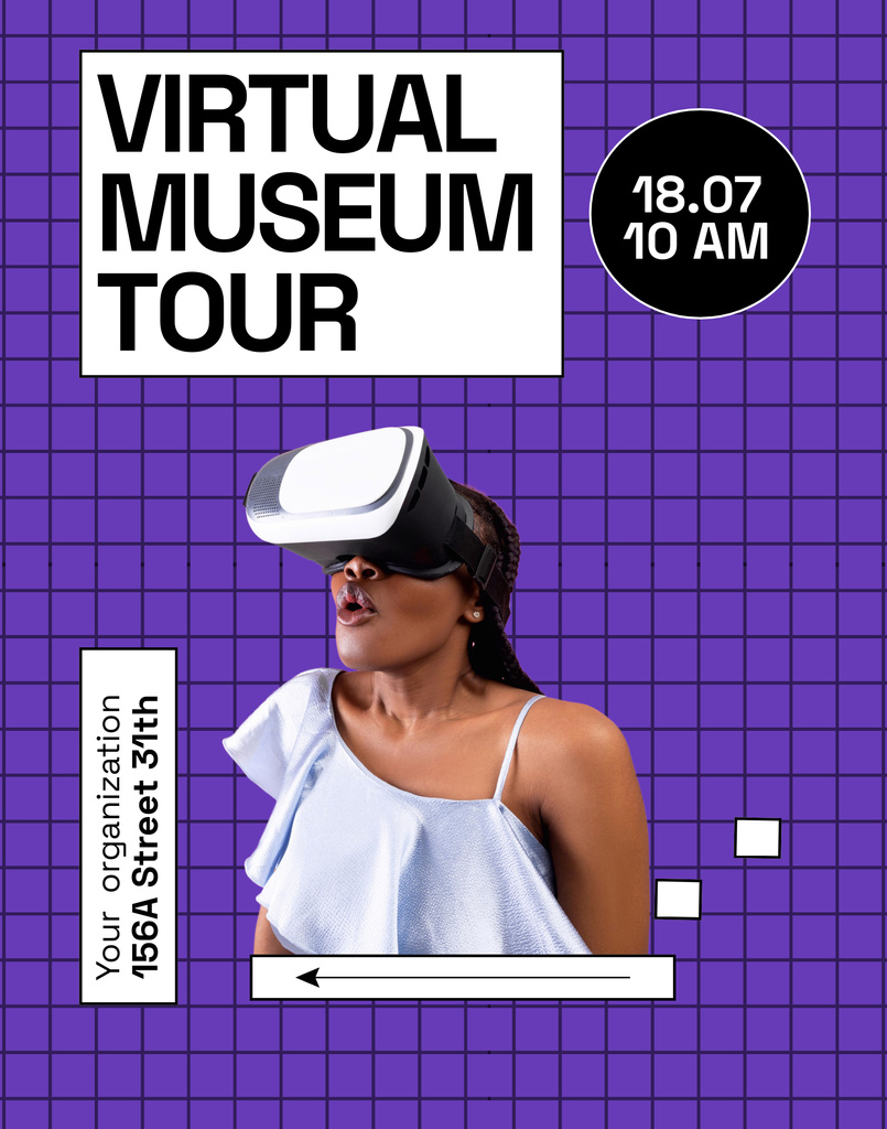 Designvorlage Cyber Museum Experience Offer In Purple für Poster 22x28in