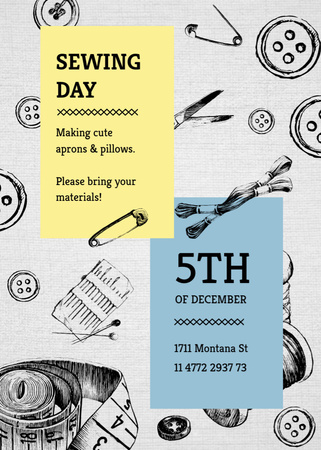 Template di design Sewing day event with needlework tools Flayer