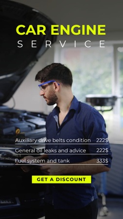 Скидка на обслуживание двигателя автомобиля TikTok Video – шаблон для дизайна