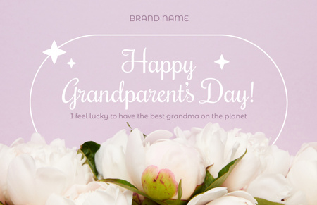 Platilla de diseño Happy Grandparents' Day Notification with Flowers Thank You Card 5.5x8.5in