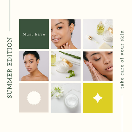 Szablon projektu Summer Skincare Products with Young Woman Instagram