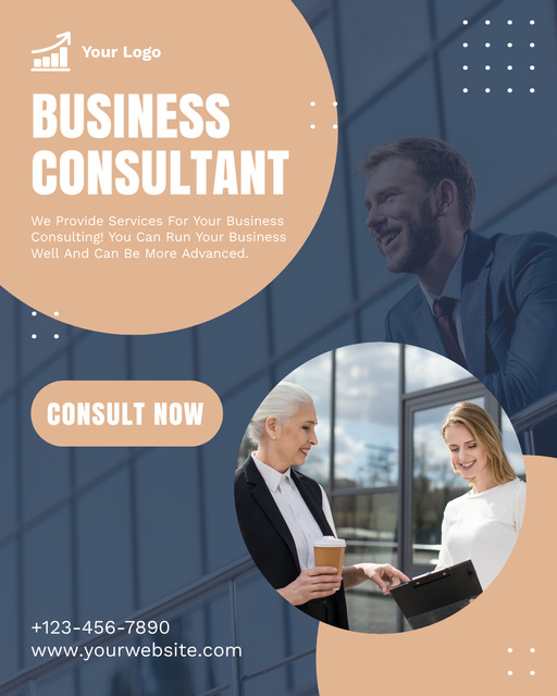 Designvorlage Services of Business Consulting with People in Office für Instagram Post Vertical