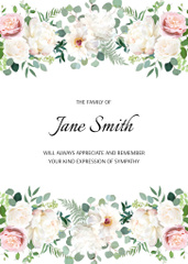 Sympathy Phrase with Watercolor Flowers on White