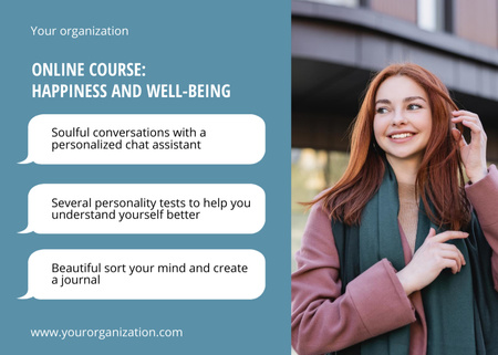 Happiness and Wellbeing Course Postcard 5x7in Design Template