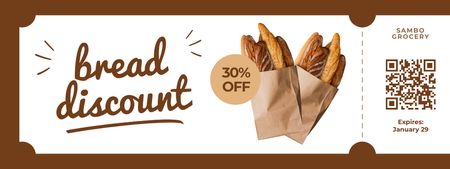 Plantilla de diseño de Descuento de pan para baguettes frescas en bolsas de papel Coupon 