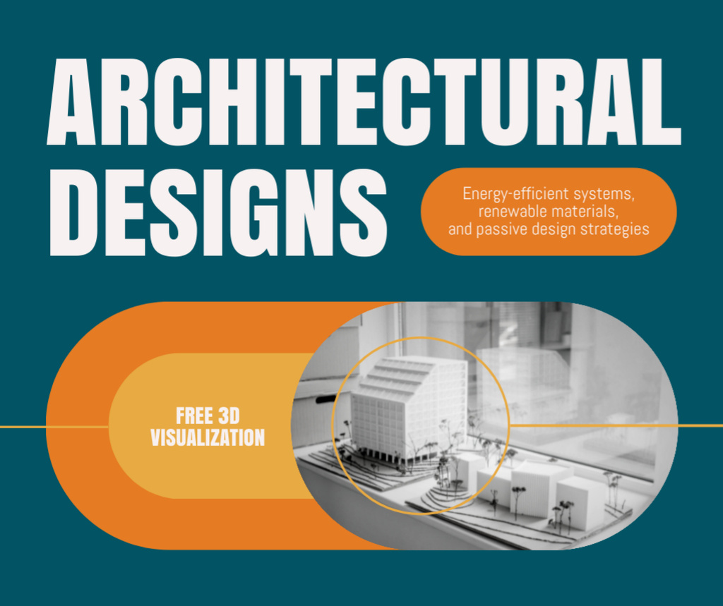 Ontwerpsjabloon van Facebook van Architectural Designs Promo with Mockups of Buildings
