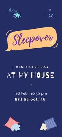 Cozy Sleepover at Home Invitation 9.5x21cm Design Template