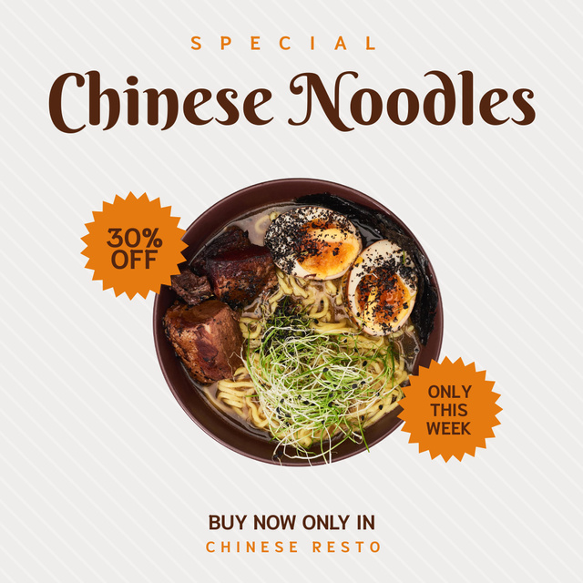Special Chinese Noodles At Reduced Price This Week Instagram Design Template
