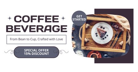 Freshly Brewed Coffee And Pieces Of Cake With Discount Facebook AD Design Template